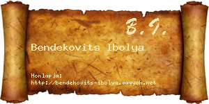 Bendekovits Ibolya névjegykártya